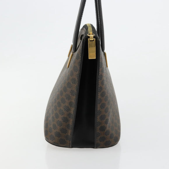 CELINE Macadam Canvas Hand Bag PVC Leather Black Gold Auth 183438