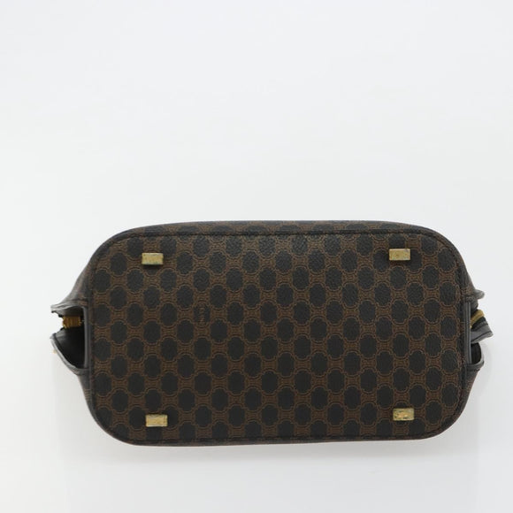 CELINE Macadam Canvas Hand Bag PVC Leather Black Gold Auth 183438