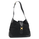 CELINE C Sulky Shoulder Bag Canvas Black Gold Auth 183439-1
