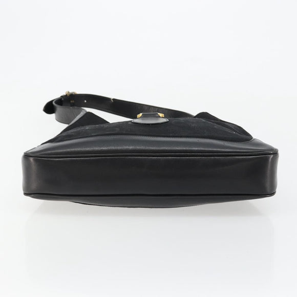 CELINE C Sulky Shoulder Bag Canvas Black Gold Auth 183439