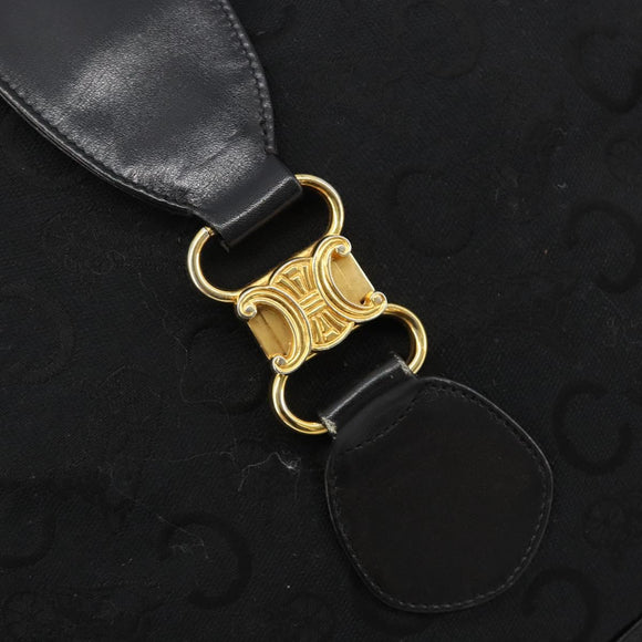 CELINE C Sulky Shoulder Bag Canvas Black Gold Auth 183439