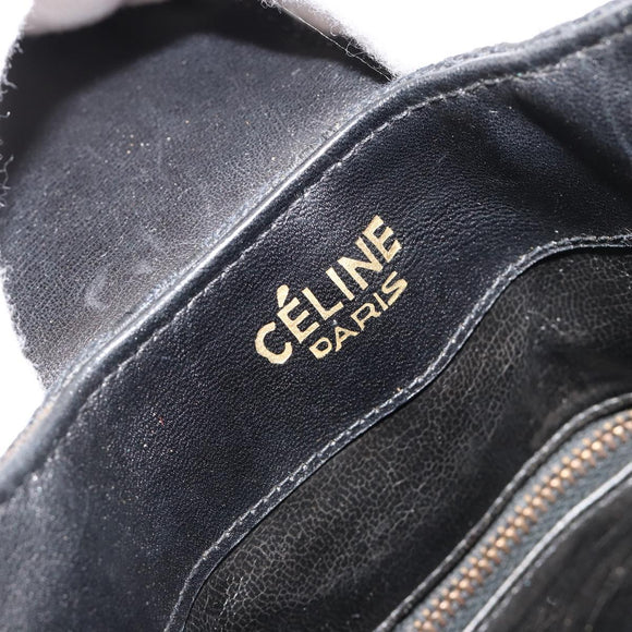 CELINE C Sulky Shoulder Bag Canvas Black Gold Auth 183439
