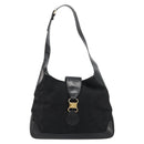 CELINE C Sulky Shoulder Bag Canvas Black Gold Auth 183439-2