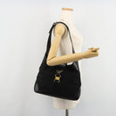 CELINE C Sulky Shoulder Bag Canvas Black Gold Auth 183439-23