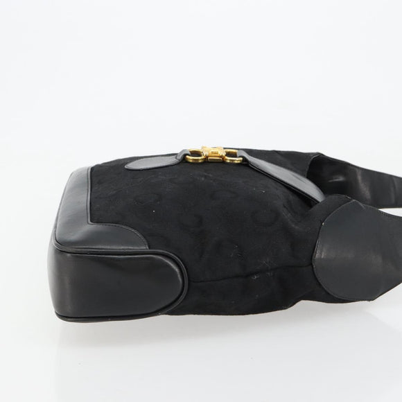 CELINE C Sulky Shoulder Bag Canvas Black Gold Auth 183439