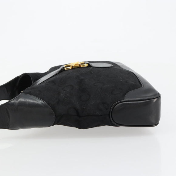 CELINE C Sulky Shoulder Bag Canvas Black Gold Auth 183439