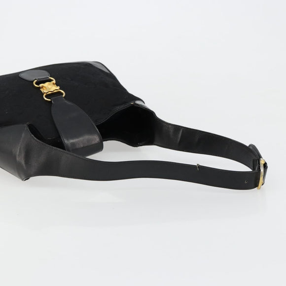 CELINE C Sulky Shoulder Bag Canvas Black Gold Auth 183439