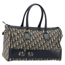 Christian Dior Trotter Canvas Boston Bag Navy Gold Auth 183441A-1