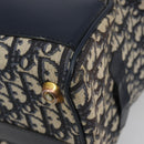 Christian Dior Trotter Canvas Boston Bag Navy Gold Auth 183441A-10