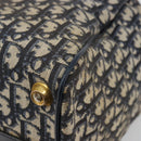 Christian Dior Trotter Canvas Boston Bag Navy Gold Auth 183441A-12