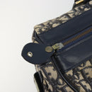 Christian Dior Trotter Canvas Boston Bag Navy Gold Auth 183441A-14