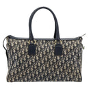 Christian Dior Trotter Canvas Boston Bag Navy Gold Auth 183441A-3