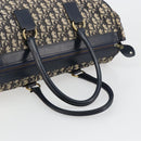 Christian Dior Trotter Canvas Boston Bag Navy Gold Auth 183441A-7