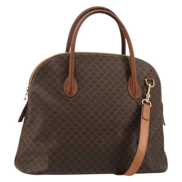 CELINE Macadam Canvas Hand Bag PVC Leather 2way Brown Gold Auth 183442