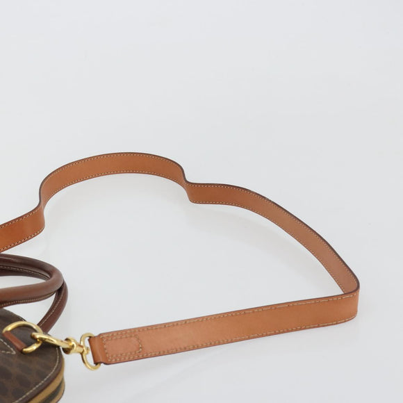 CELINE Macadam Canvas Hand Bag PVC Leather 2way Brown Gold Auth 183442