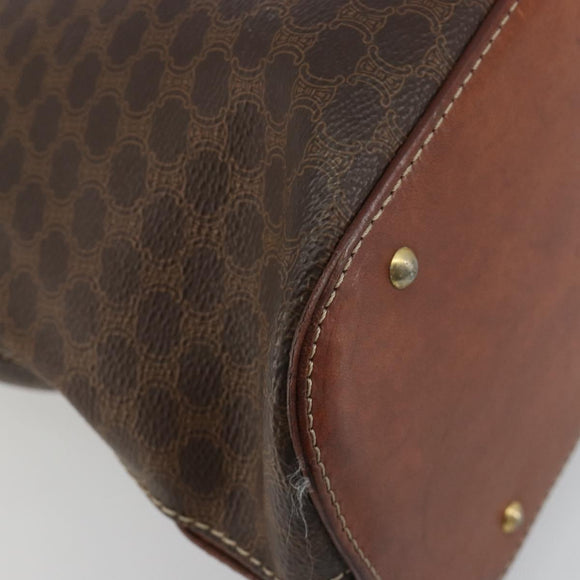 CELINE Macadam Canvas Hand Bag PVC Leather 2way Brown Gold Auth 183442