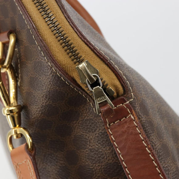 CELINE Macadam Canvas Hand Bag PVC Leather 2way Brown Gold Auth 183442