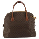 CELINE Macadam Canvas Hand Bag PVC Leather 2way Brown Gold Auth 183442-13