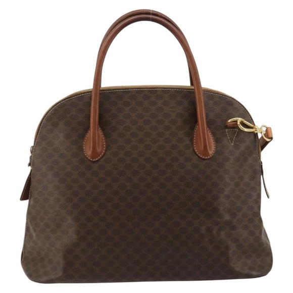 CELINE Macadam Canvas Hand Bag PVC Leather 2way Brown Gold Auth 183442