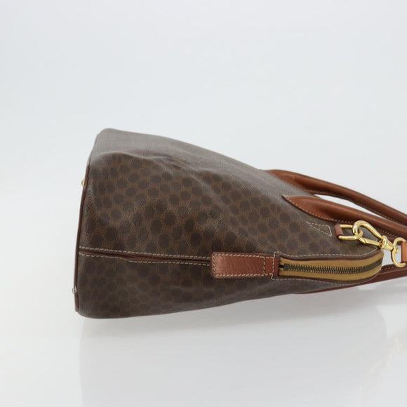 CELINE Macadam Canvas Hand Bag PVC Leather 2way Brown Gold Auth 183442