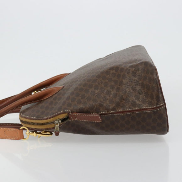 CELINE Macadam Canvas Hand Bag PVC Leather 2way Brown Gold Auth 183442