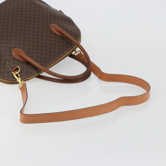 CELINE Macadam Canvas Hand Bag PVC Leather 2way Brown Gold Auth 183442