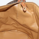 CELINE Macadam Canvas Boston Bag PVC Leather Brown Gold Auth 183443-19