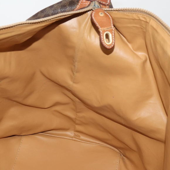 CELINE Macadam Canvas Boston Bag PVC Leather Brown Gold Auth 183443