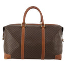 CELINE Macadam Canvas Boston Bag PVC Leather Brown Gold Auth 183443-13