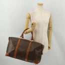 CELINE Macadam Canvas Boston Bag PVC Leather Brown Gold Auth 183443-23
