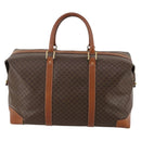 CELINE Macadam Canvas Boston Bag PVC Leather Brown Gold Auth 183443-2