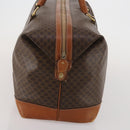 CELINE Macadam Canvas Boston Bag PVC Leather Brown Gold Auth 183443-4