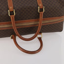 CELINE Macadam Canvas Boston Bag PVC Leather Brown Gold Auth 183443-8