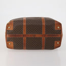 CELINE Macadam Canvas Boston Bag PVC Leather Brown Gold Auth 183443-5