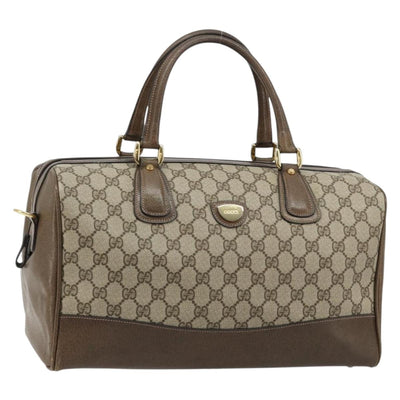 GUCCI GG Supreme Boston Bag PVC Beige Gold Auth 183447