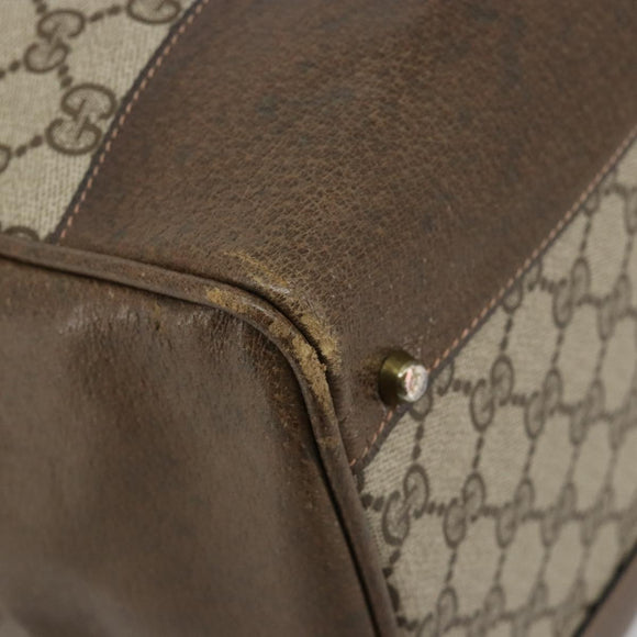 GUCCI GG Supreme Boston Bag PVC Beige Gold Auth 183447