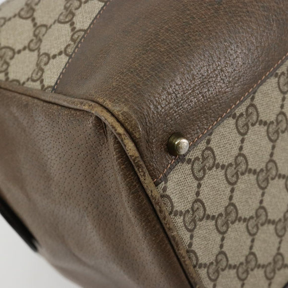 GUCCI GG Supreme Boston Bag PVC Beige Gold Auth 183447