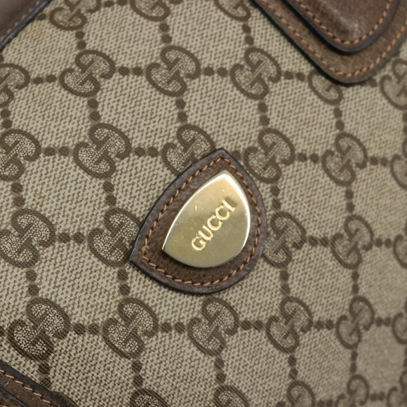 GUCCI GG Supreme Boston Bag PVC Beige Gold Auth 183447