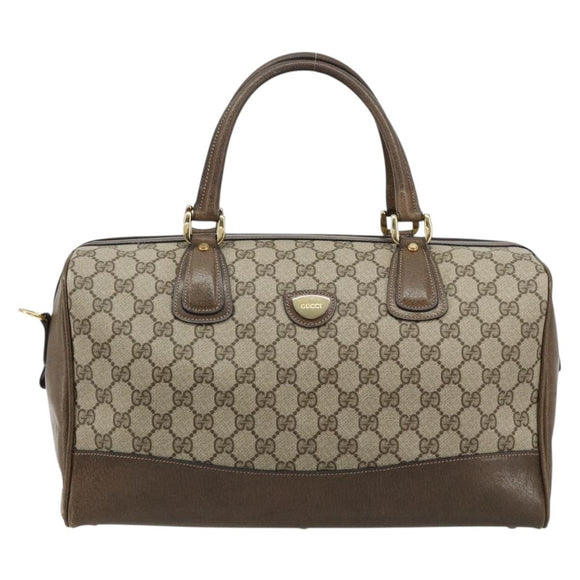 GUCCI GG Supreme Boston Bag PVC Beige Gold Auth 183447