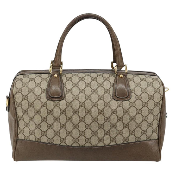 GUCCI GG Supreme Boston Bag PVC Beige Gold Auth 183447