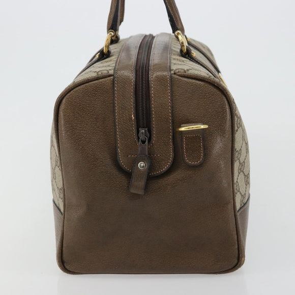 GUCCI GG Supreme Boston Bag PVC Beige Gold Auth 183447