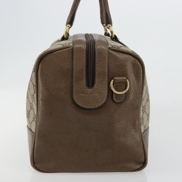 GUCCI GG Supreme Boston Bag PVC Beige Gold Auth 183447