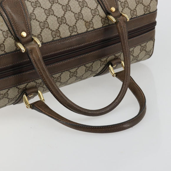 GUCCI GG Supreme Boston Bag PVC Beige Gold Auth 183447