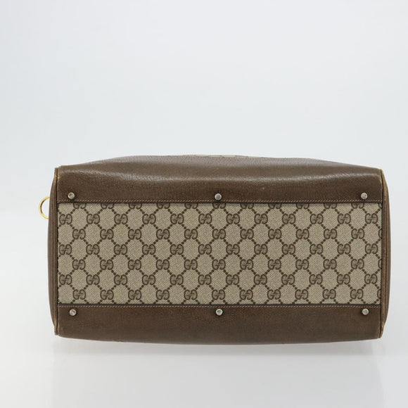 GUCCI GG Supreme Boston Bag PVC Beige Gold Auth 183447