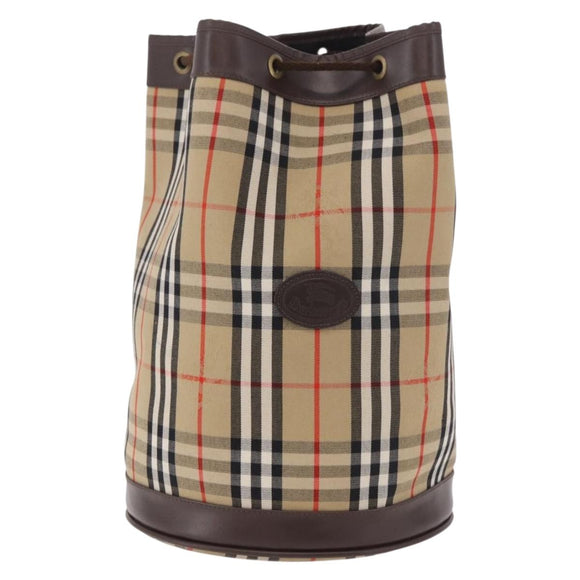 Burberrys Nova Check Purse Shoulder Bag Canvas Beige Auth 183449A