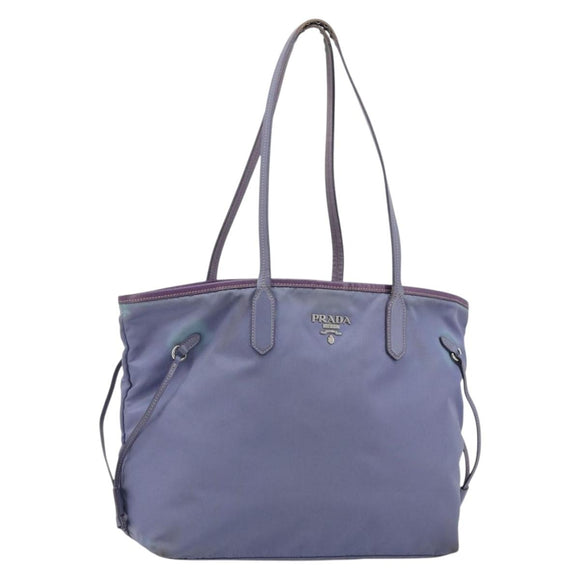 PRADA Tote Bag Nylon Purple Silver Auth 183451