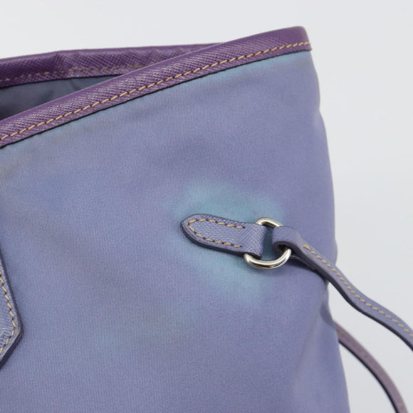 PRADA Tote Bag Nylon Purple Silver Auth 183451