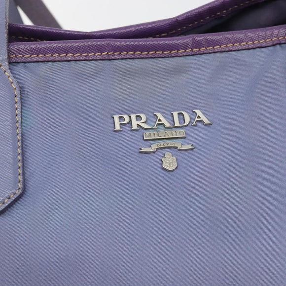 PRADA Tote Bag Nylon Purple Silver Auth 183451
