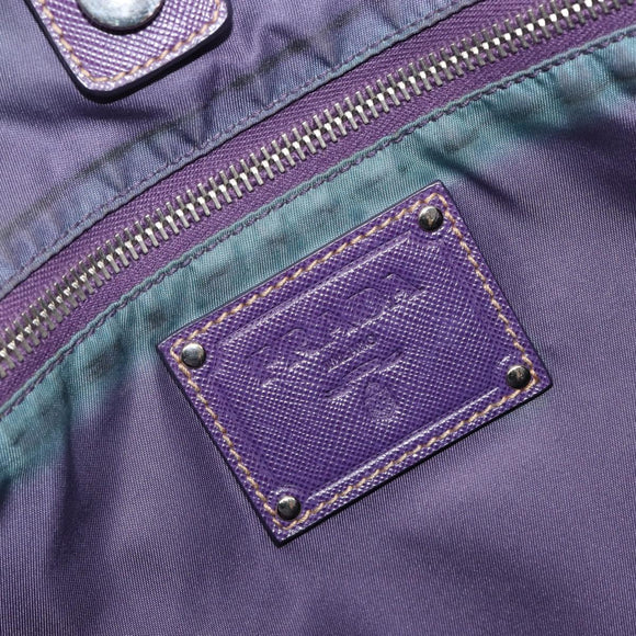 PRADA Tote Bag Nylon Purple Silver Auth 183451