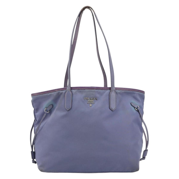 PRADA Tote Bag Nylon Purple Silver Auth 183451